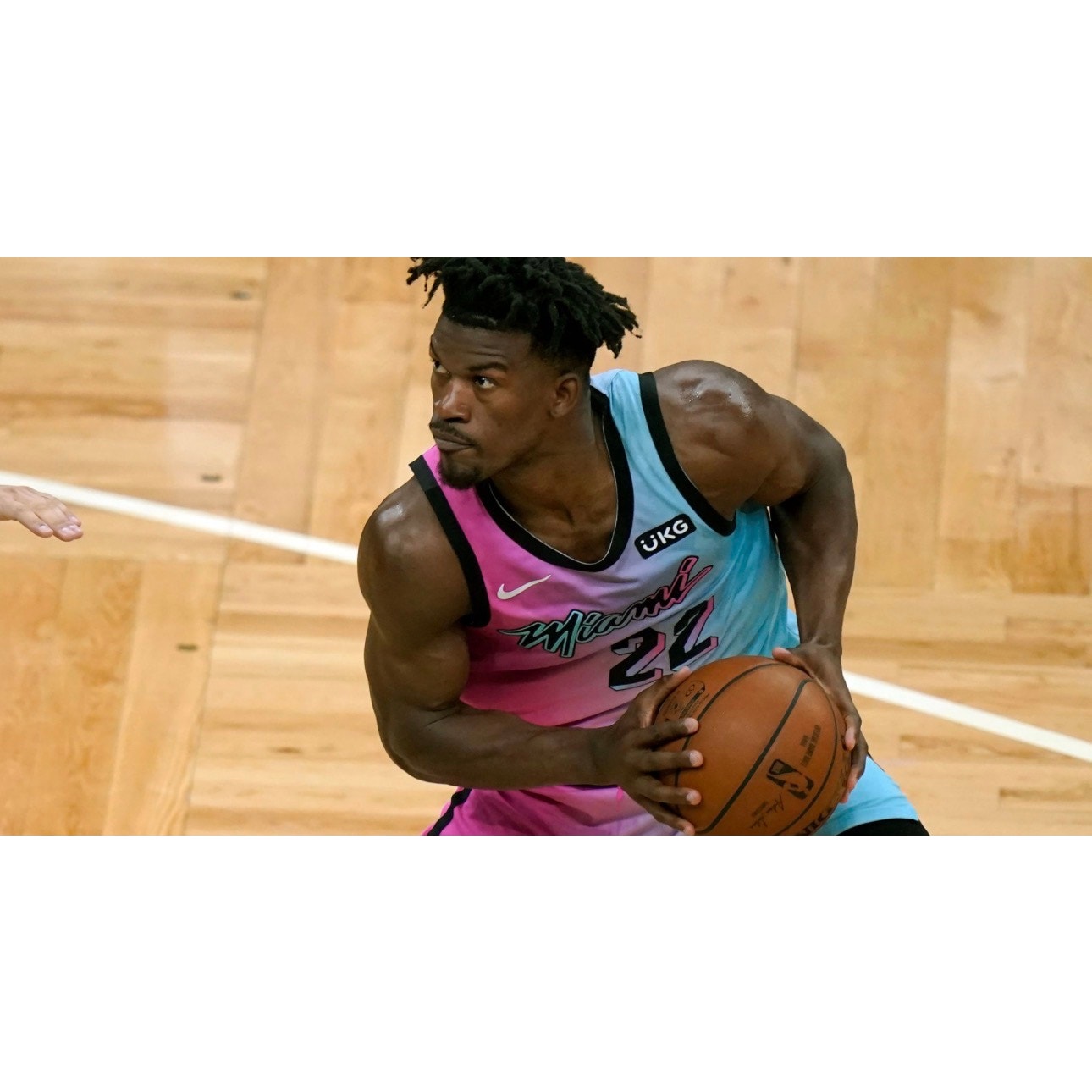 2020 Nike Miami Heat Jimmy Butler City Edition Pink Blue NBA Jersey Size 44 L