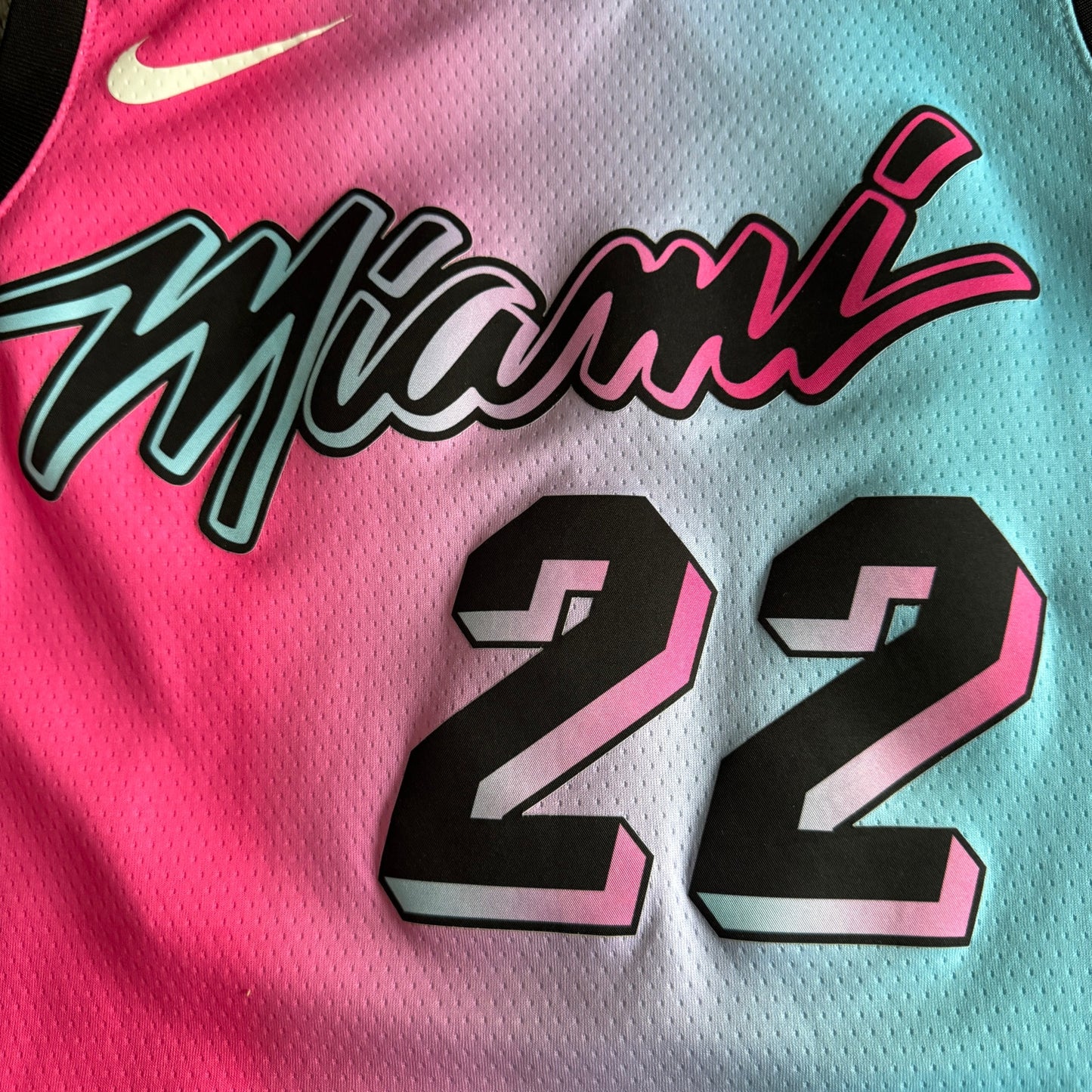 2020 Nike Miami Heat Jimmy Butler City Edition Pink Blue NBA Jersey Size 44 L