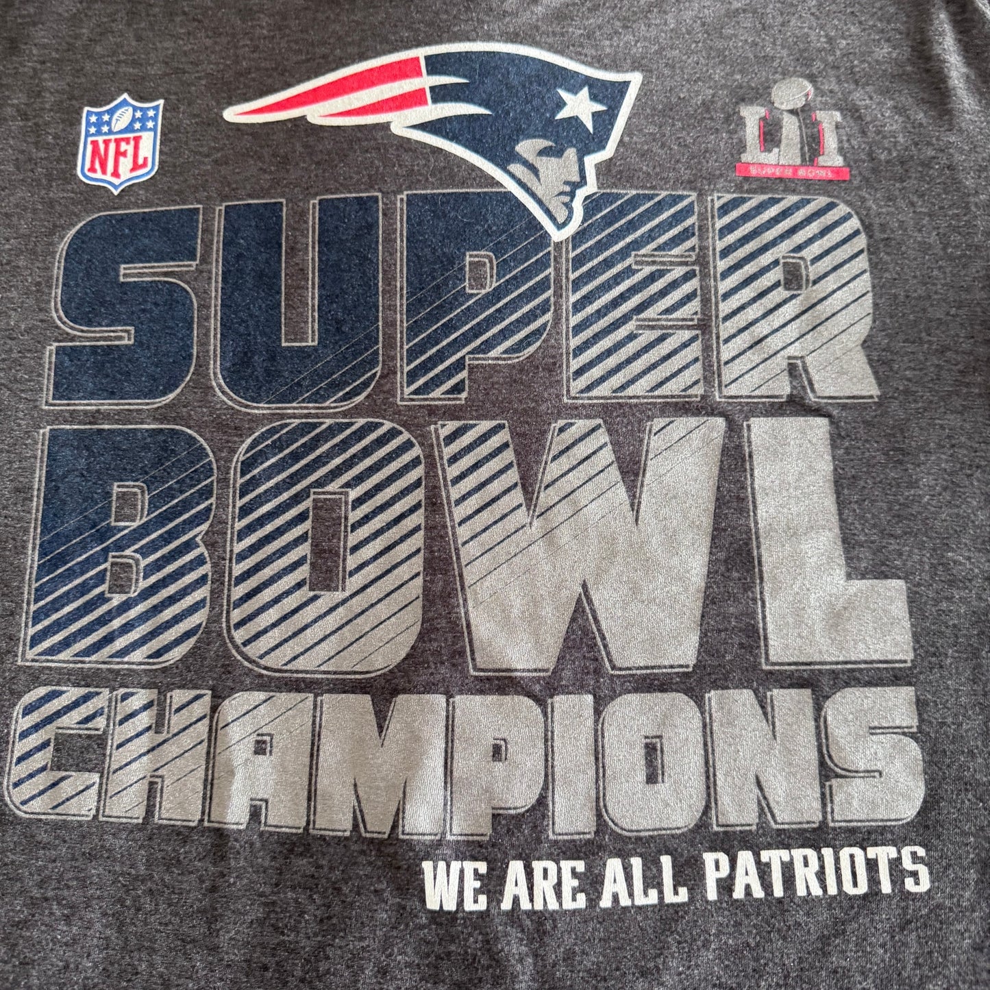 Fanatics Pro Line New England Patriots Super Bowl LI Gray T-Shirt Men's Medium