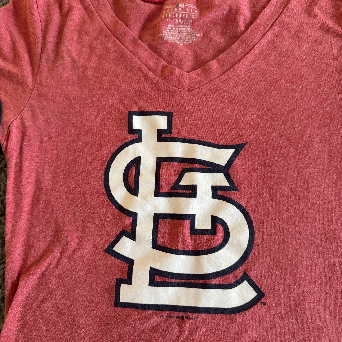 St Louis Cardinals Women's 2015 Short Sleeve MLB Red Logo T-Shirt Size Medium