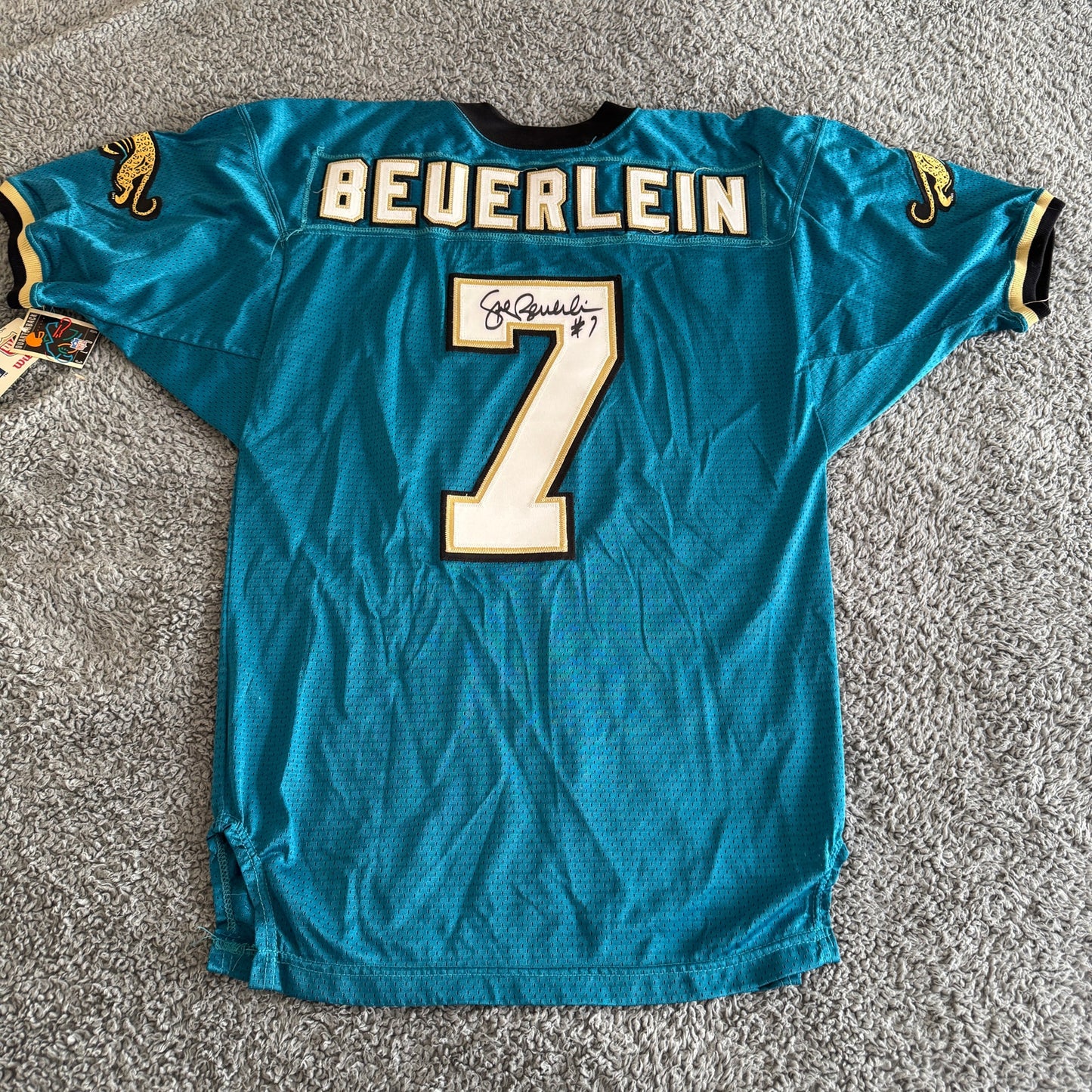 1995 Signed Wilson Steve Beuerlein NFL Jacksonville Jaguars Proline Jersey 46 L