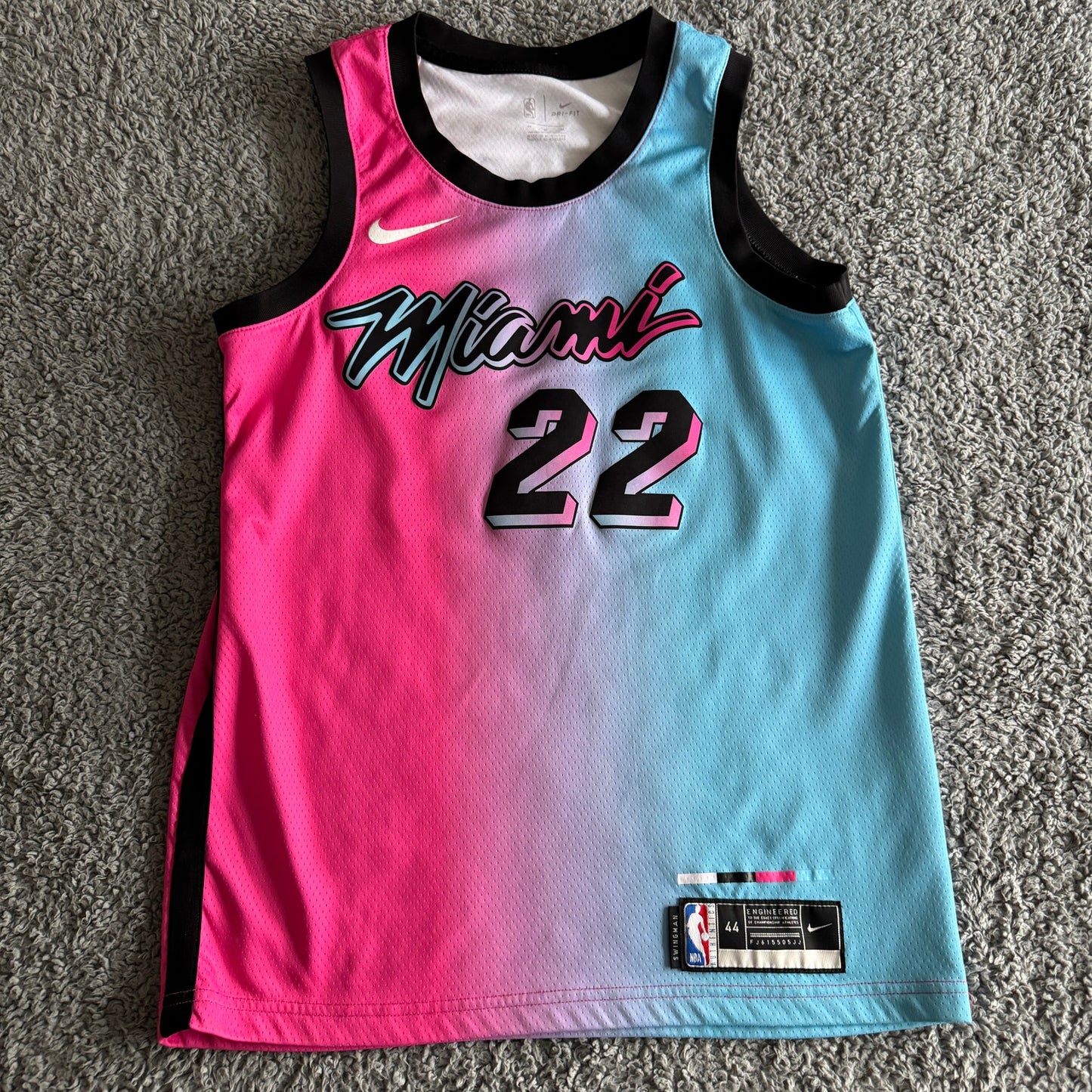 2020 Nike Miami Heat Jimmy Butler City Edition Pink Blue NBA Jersey Size 44 L