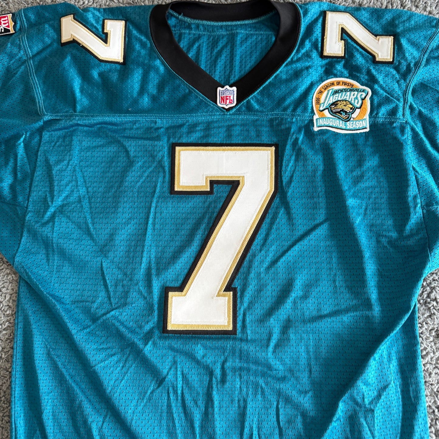 1995 Signed Wilson Steve Beuerlein NFL Jacksonville Jaguars Proline Jersey 46 L