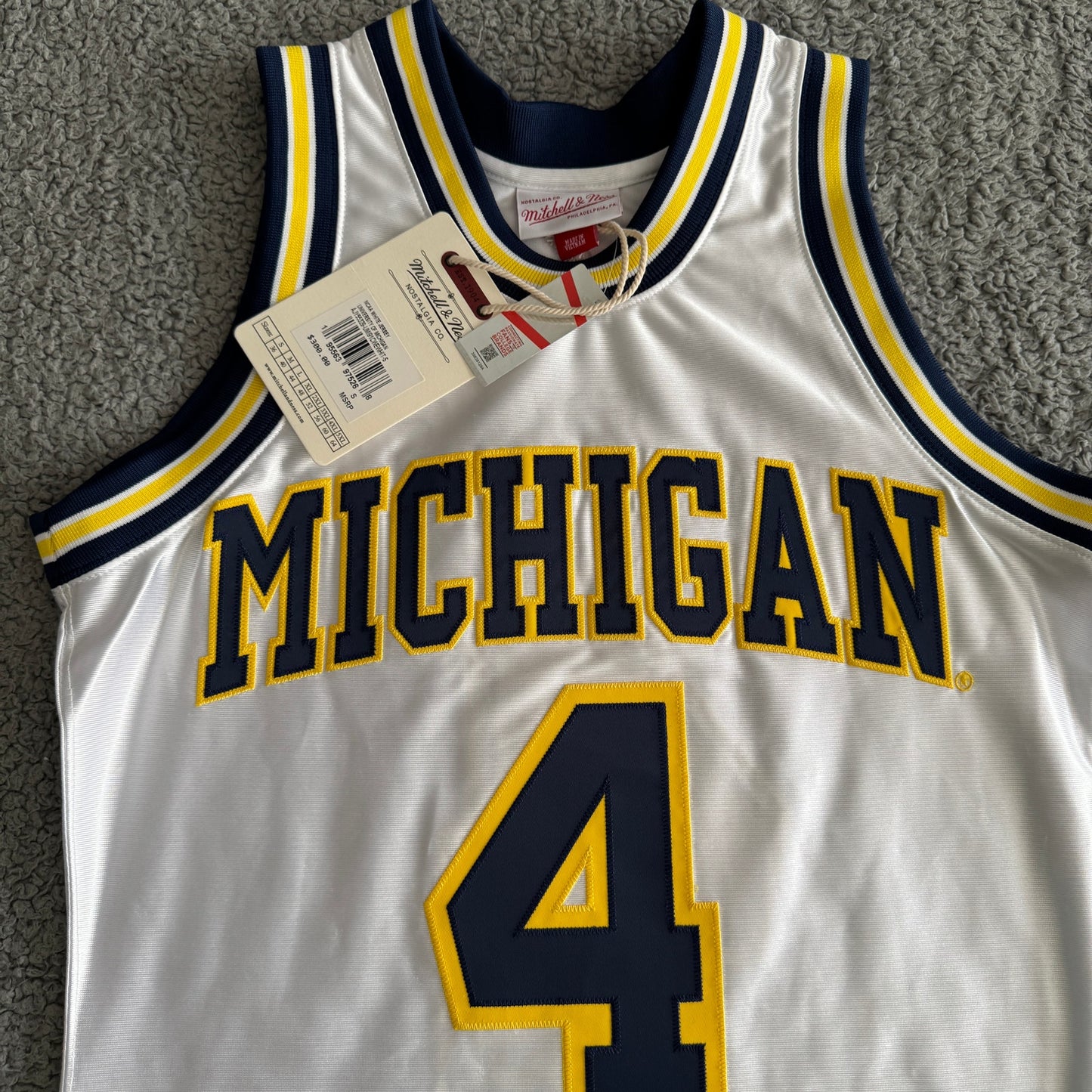 NWT Mitchell & Ness Chris Webber NCAA Michigan Wolverines 91-92 Jersey Mens 36-S