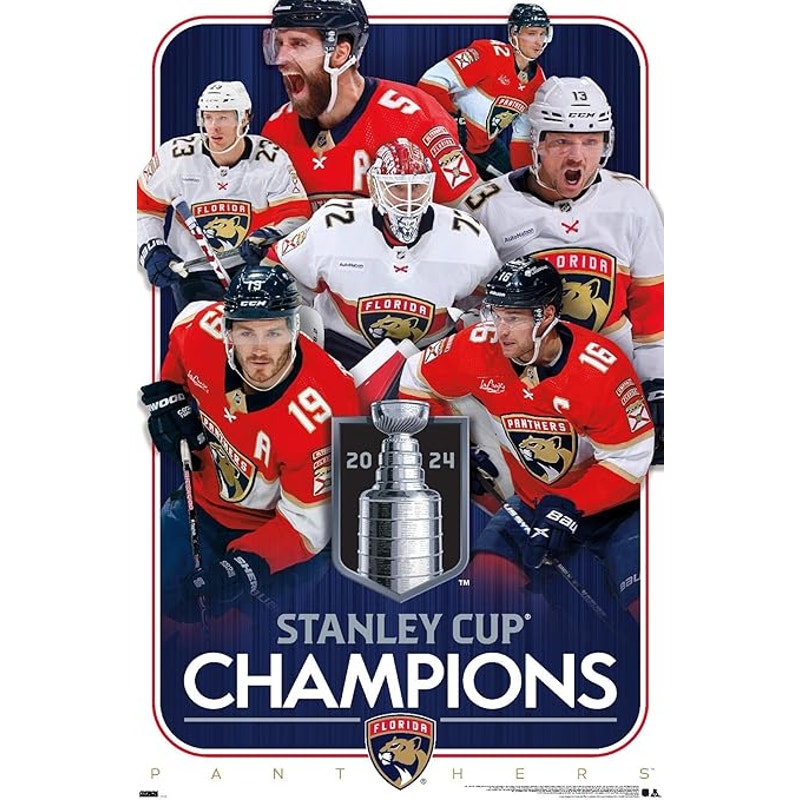 NHL Florida Panthers 2024 Stanley Cup Champions Wall Poster 34L"x 22.4" Unframed
