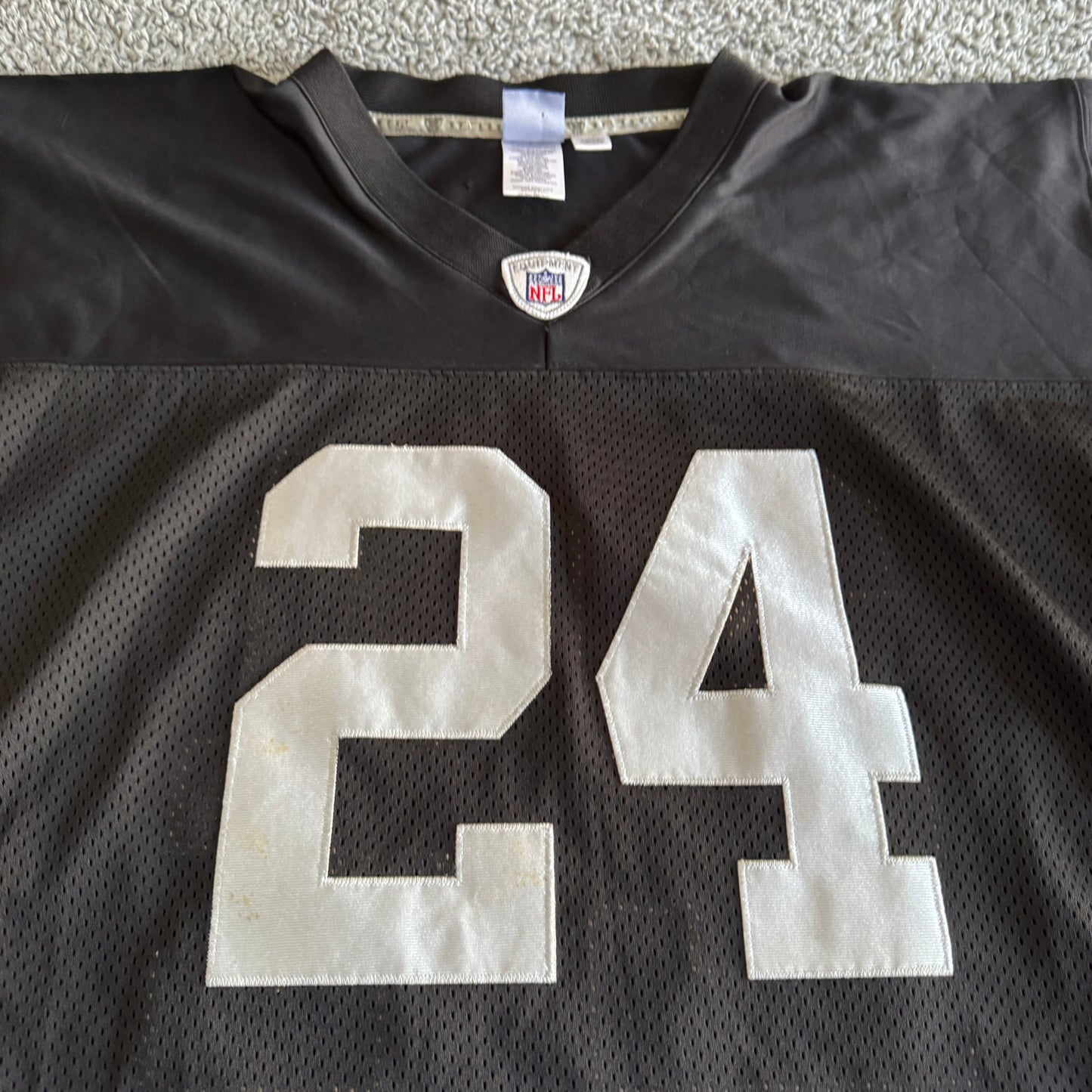 NWOT 2006 Authentic Reebok Michael Huff NFL Oakland Raiders Black Men Jersey 56