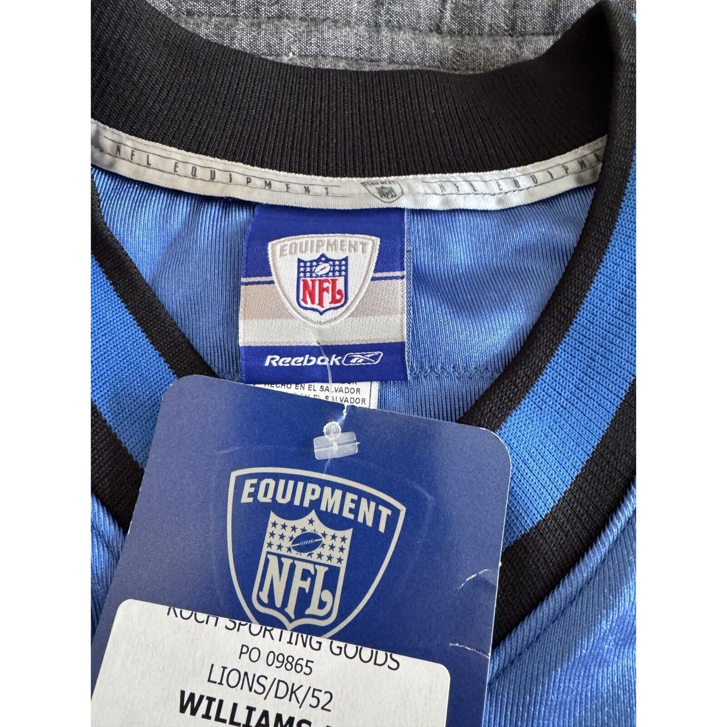 NWT 2002 Roy Williams NFL Detroit Lions Authentic Reebok Home Jersey Sewn 52 2XL