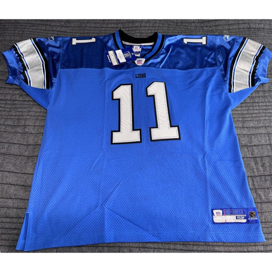 NWT 2002 Roy Williams NFL Detroit Lions Authentic Reebok Home Jersey Sewn 52 2XL