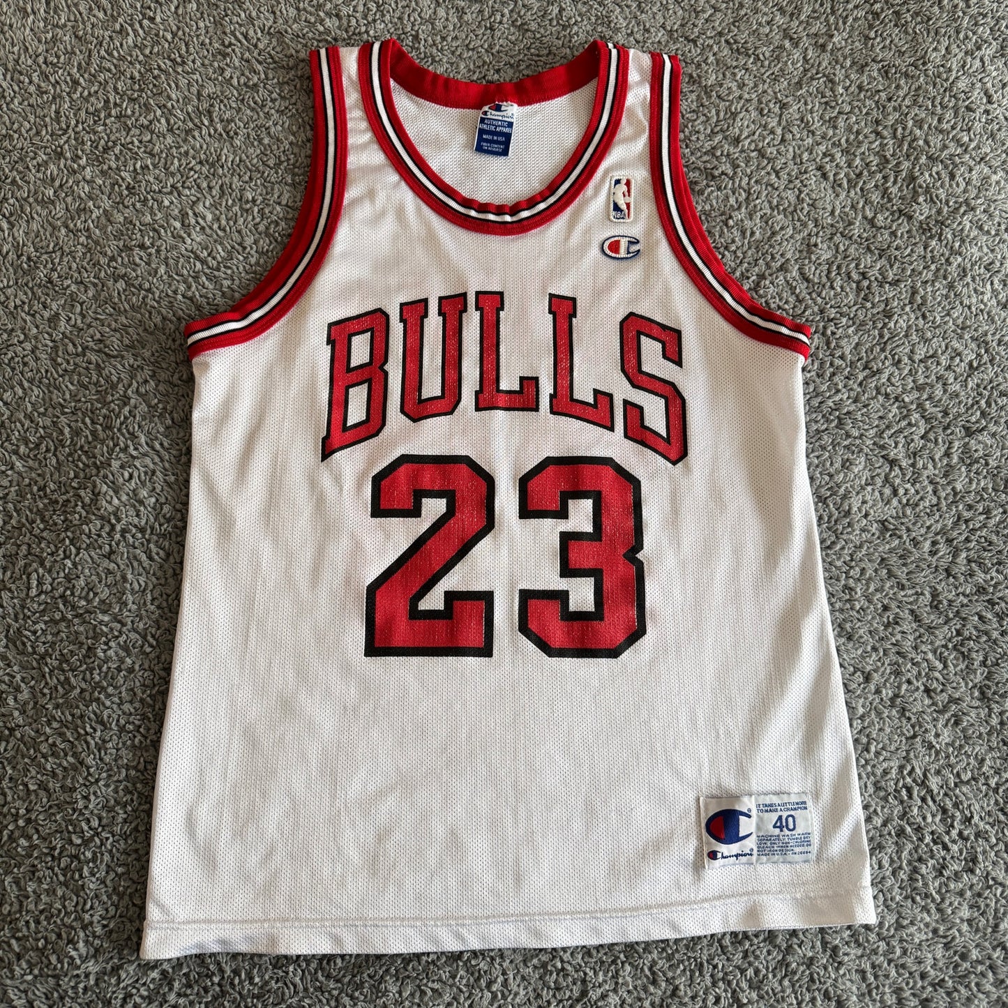 Vintage Champion Authentic Michael Jordan NBA Chicago Bulls White Jersey Mens 40