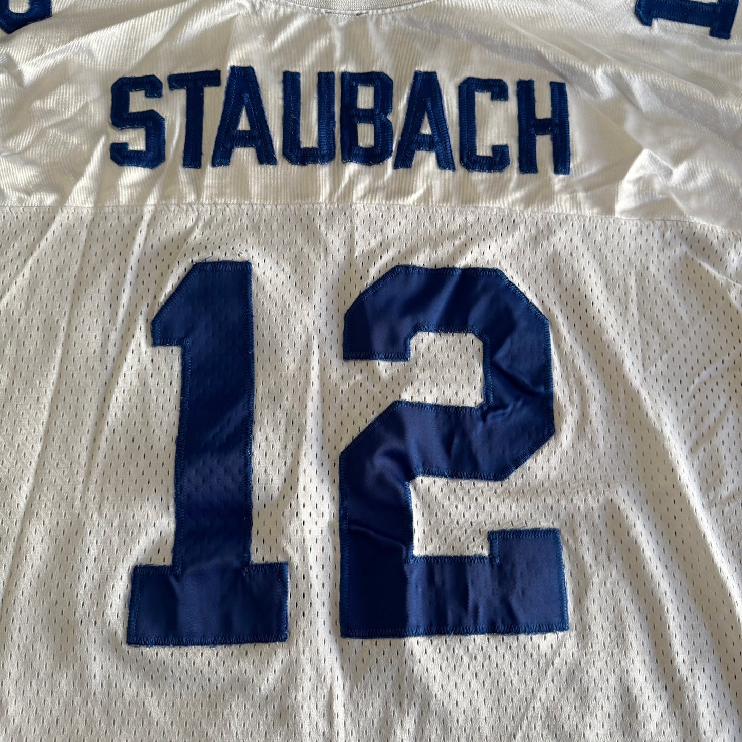 Vintage Roger Staubach NY Sports Dallas Cowboys White Mens #12 White Jersey XXL