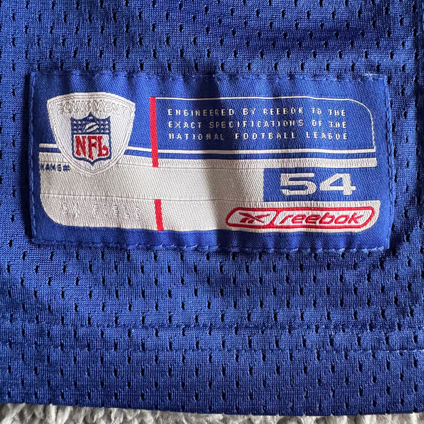 100% Authentic 2002 Reebok Tiki Barber NFL New York Giants Blue Jersey 54 XL/2X