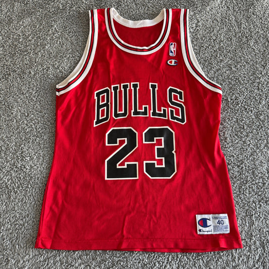 Vintage Champion Michael Jordan NBA Chicago Bulls Red Home Jersey Mens 40