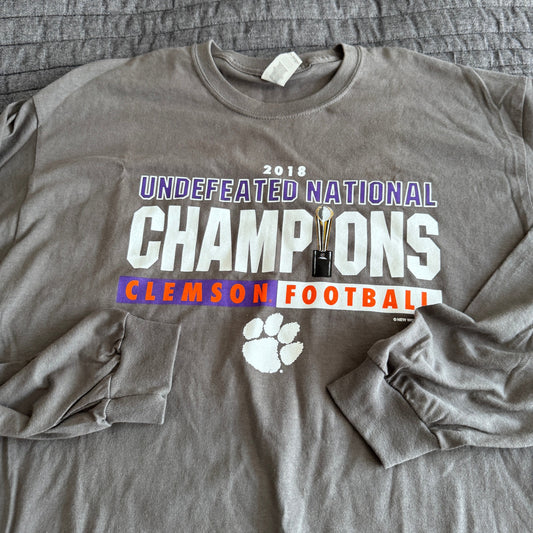 NWOT 2018 Gildan NCAA Clemson Tigers Gray National Championship Shirt Men's XL