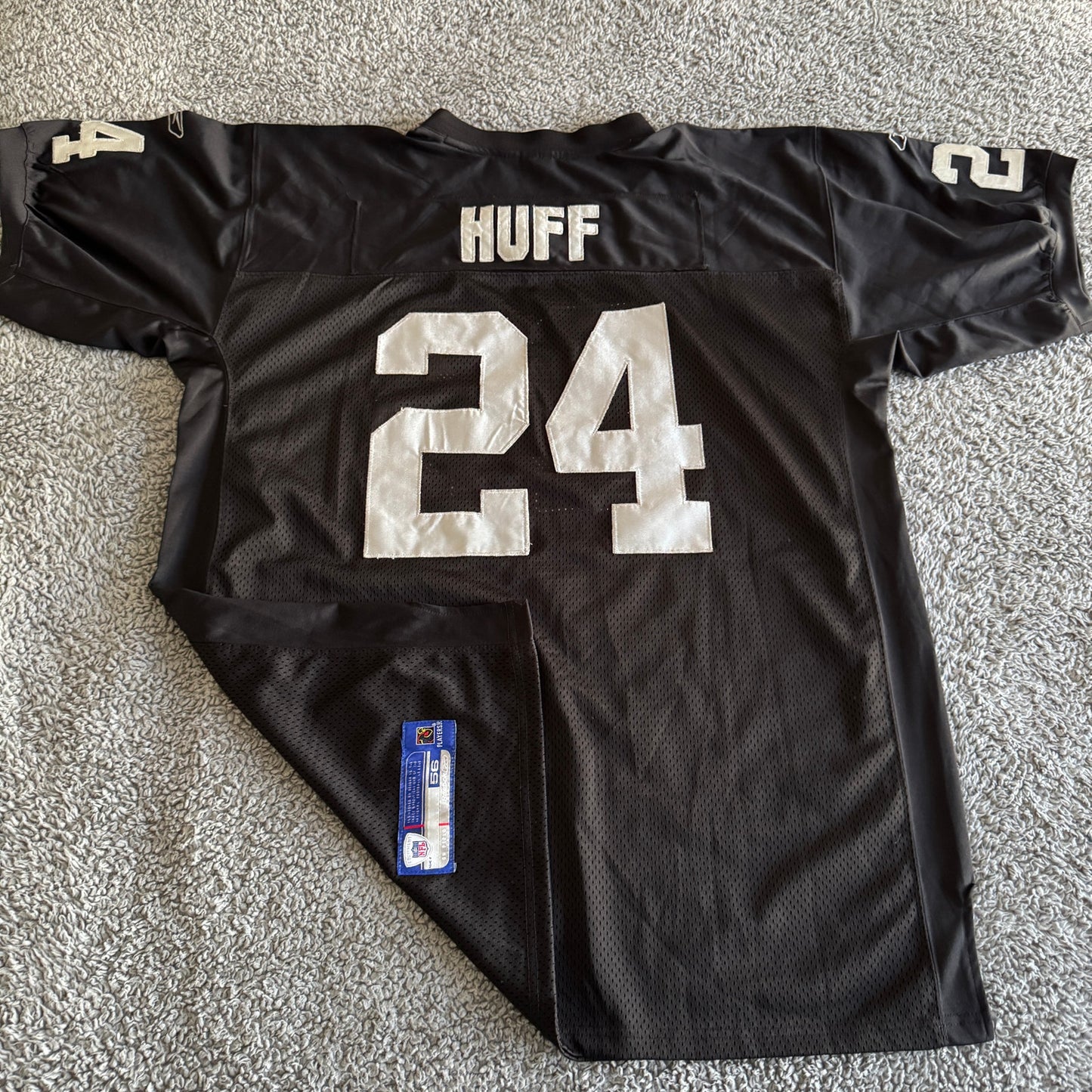 NWOT 2006 Authentic Reebok Michael Huff NFL Oakland Raiders Black Men Jersey 56