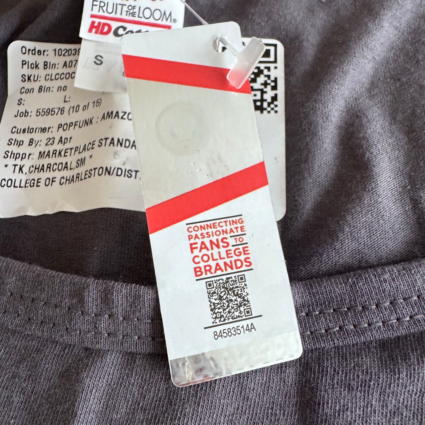 NWT Fruit of the Loom Charleston Cougars Gray NCAA Logo Tank Top Men's Small