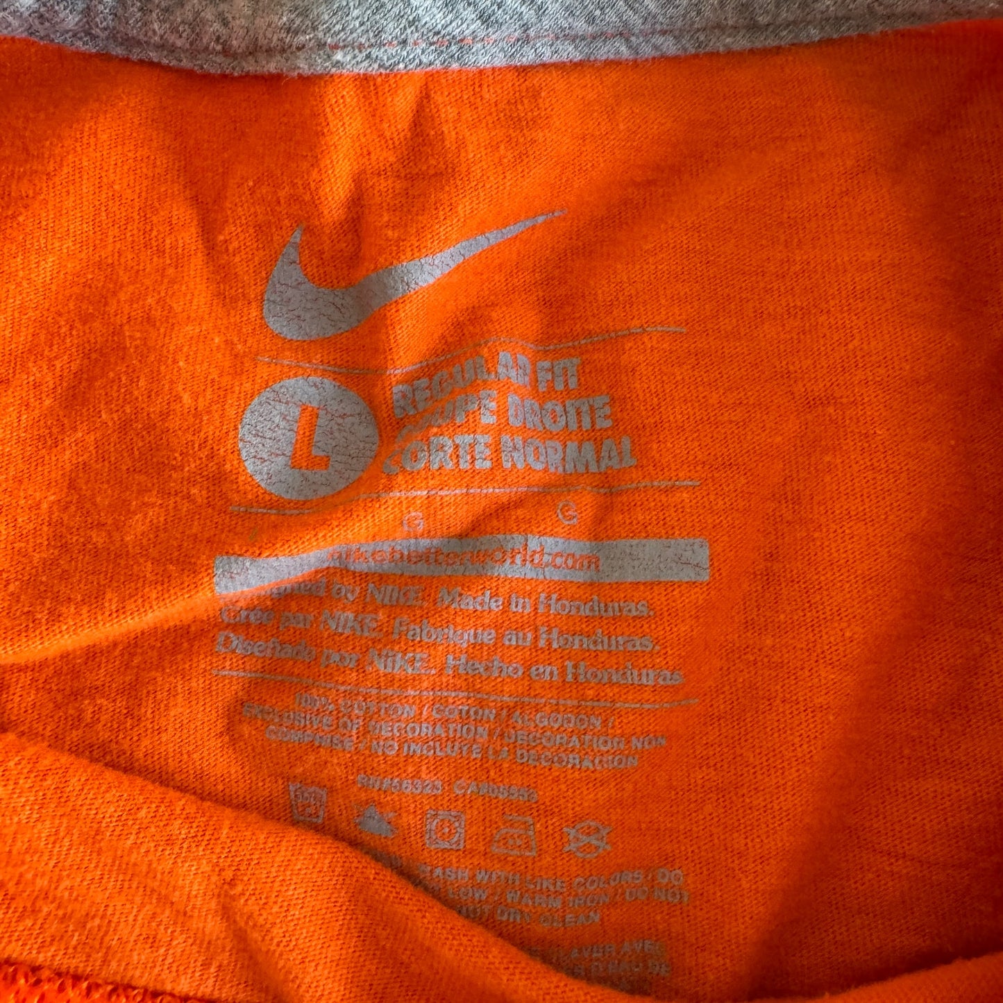 Nike NFL Denver Broncos Just Do It Logo Orange Short Sleeve Shirt Men's L