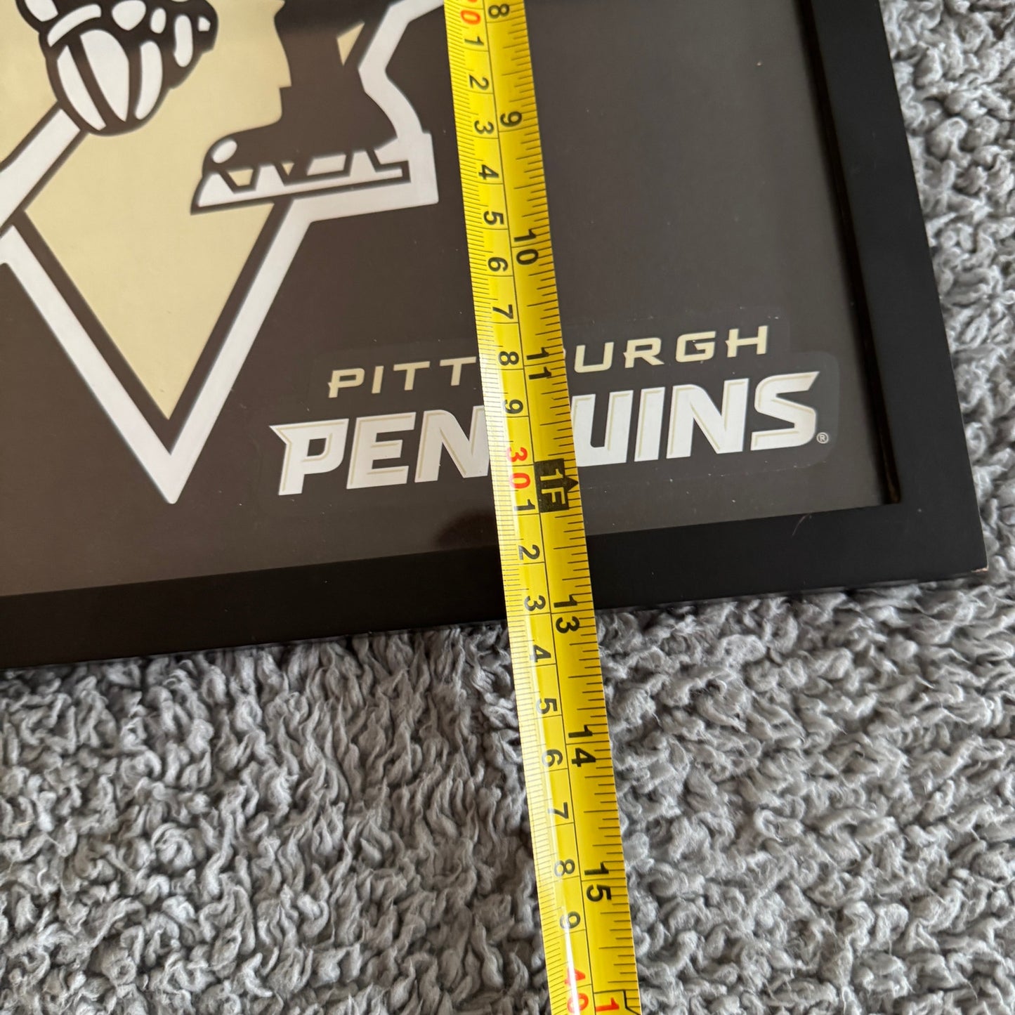 NHL Pittsburgh Penguins Skating Penguin Black Glass Frame Wall Decor 12.5"x12.5"
