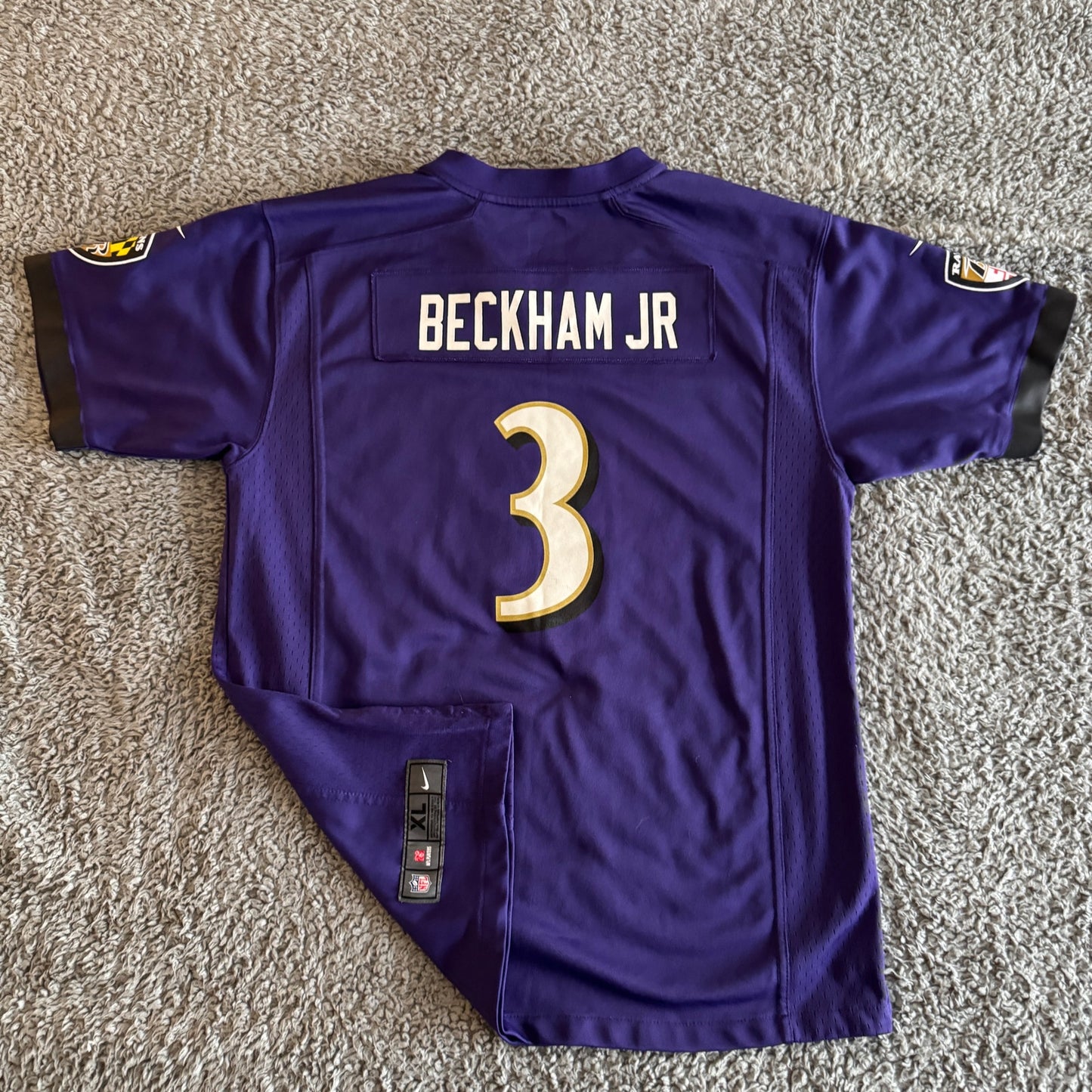 2023 Nike Odell Beckham Jr NFL Baltimore Ravens Purple Game Jersey Youth XL