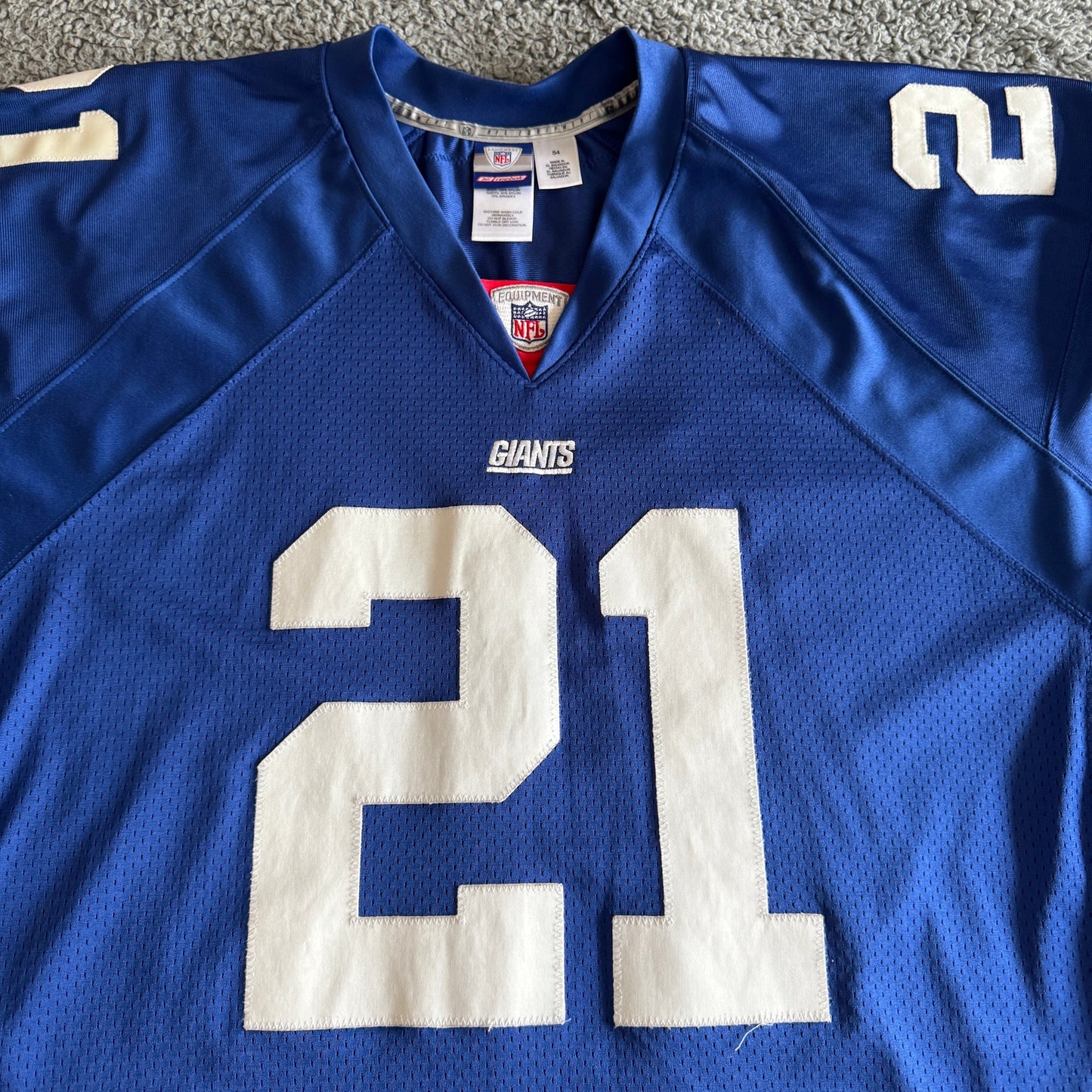 100% Authentic 2002 Reebok Tiki Barber NFL New York Giants Blue Jersey 54 XL/2X