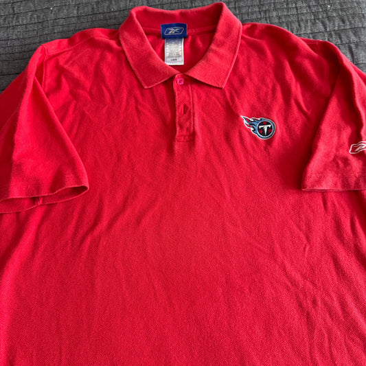 Vintage 2004 Reebok NFL Tennessee Titans Embroidered Red Polo Shirt Mens L Y2K