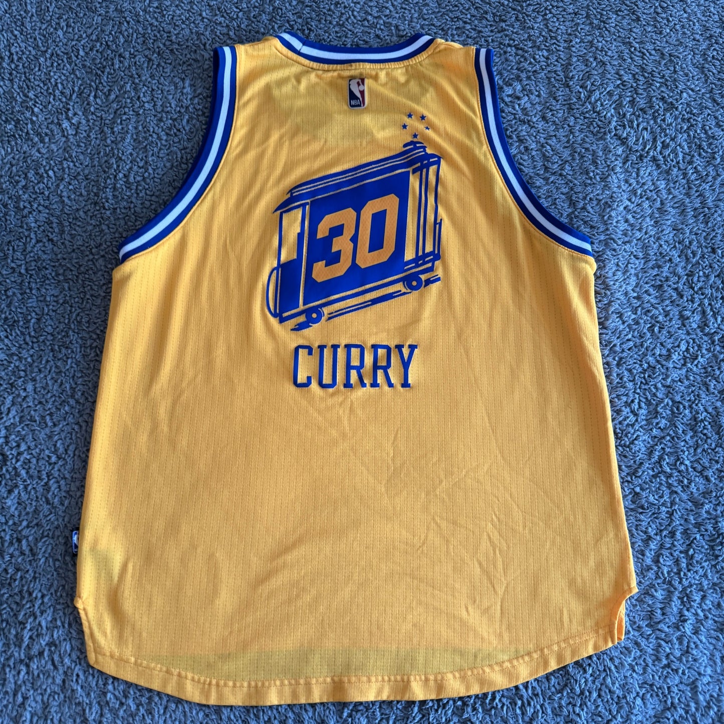 Adidas Steph Curry NBA Golden State Warriors Yellow HWC Nights Jersey Boys XL