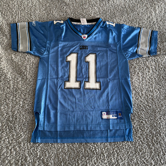 Vintage Roy Williams Reebok NFL Detroit Lions Blue Youth Large #11 Jersey