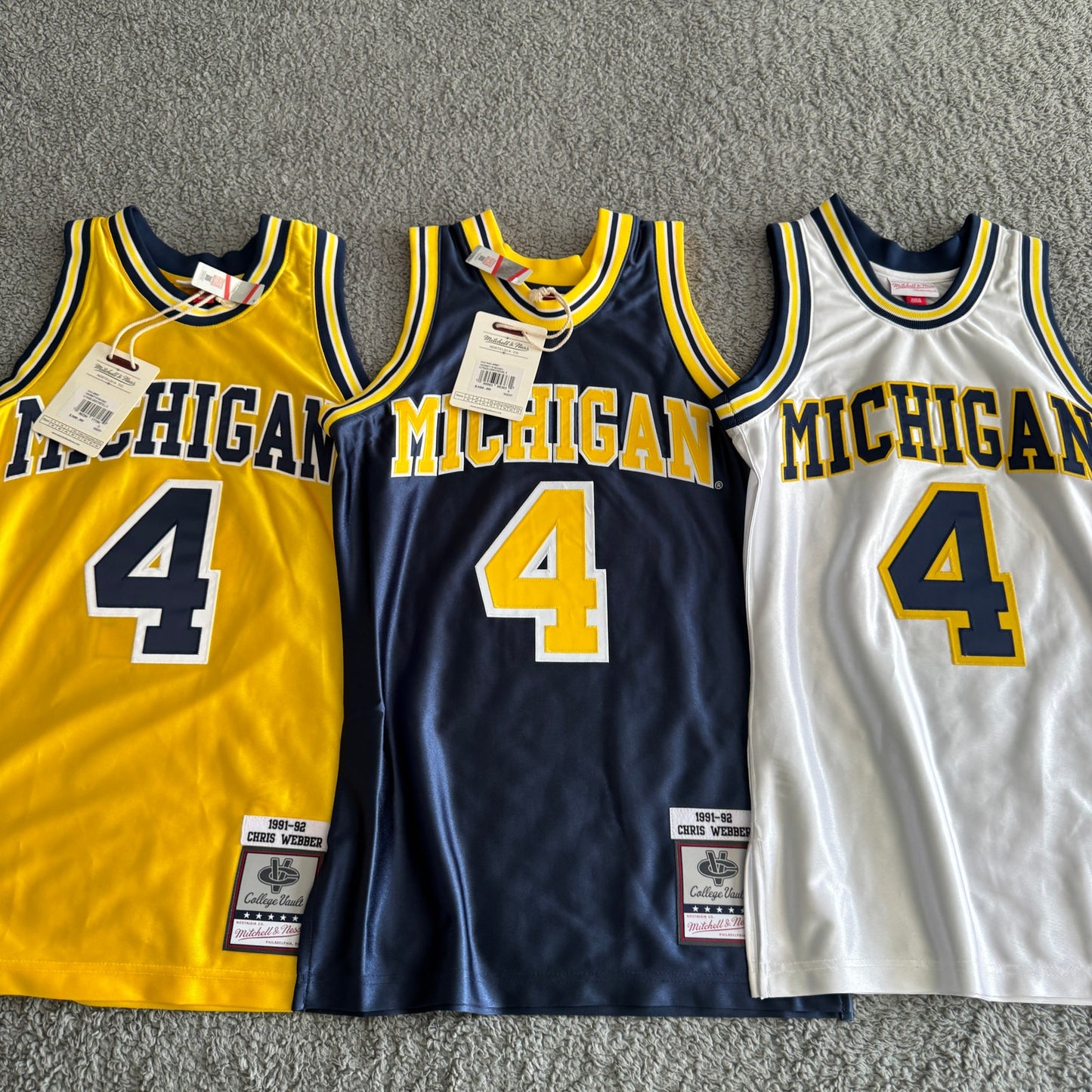 NWT (3) Mitchell & Ness Chris Webber NCAA Michigan Wolverines Jersey Lot Men's S