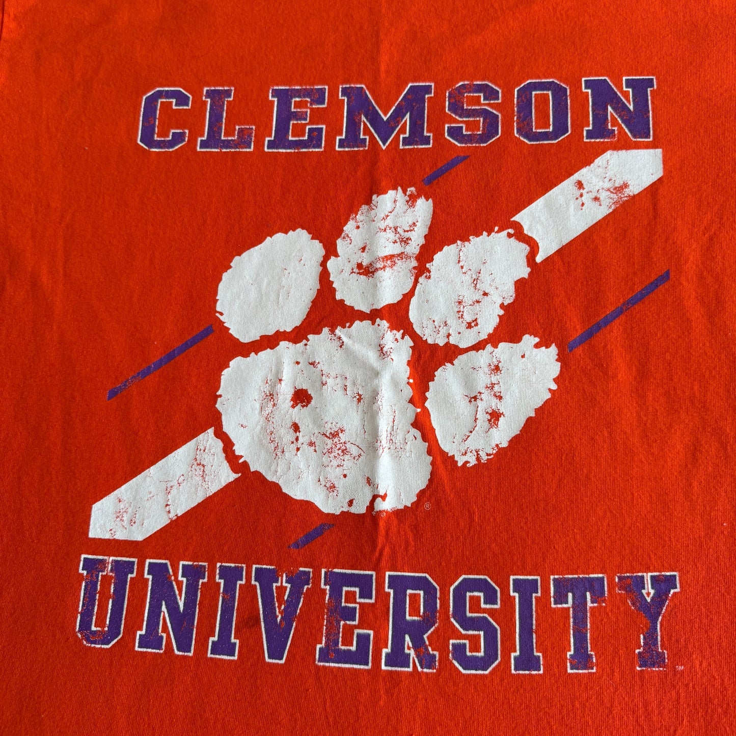 NWOT Gildan Y2K NCAA Clemson Tigers Orange Paw Logo T-Shirt Mens Large