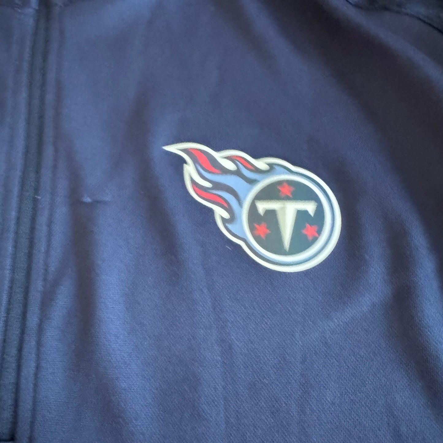 Majestic Cool Base NFL Tennessee Titans Blue Logo 1/4 Zip Pullover Jacket Mens L