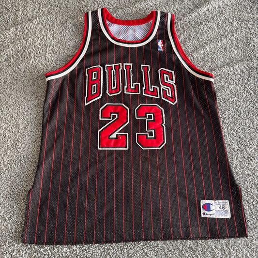 Vintage Champion Authentic Michael Jordan NBA Chicago Bulls Black Jersey Mens 48