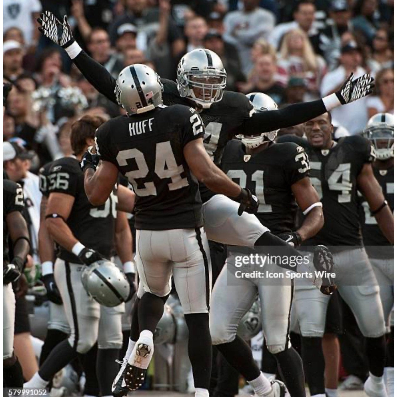 NWOT 2006 Authentic Reebok Michael Huff NFL Oakland Raiders Black Men Jersey 56