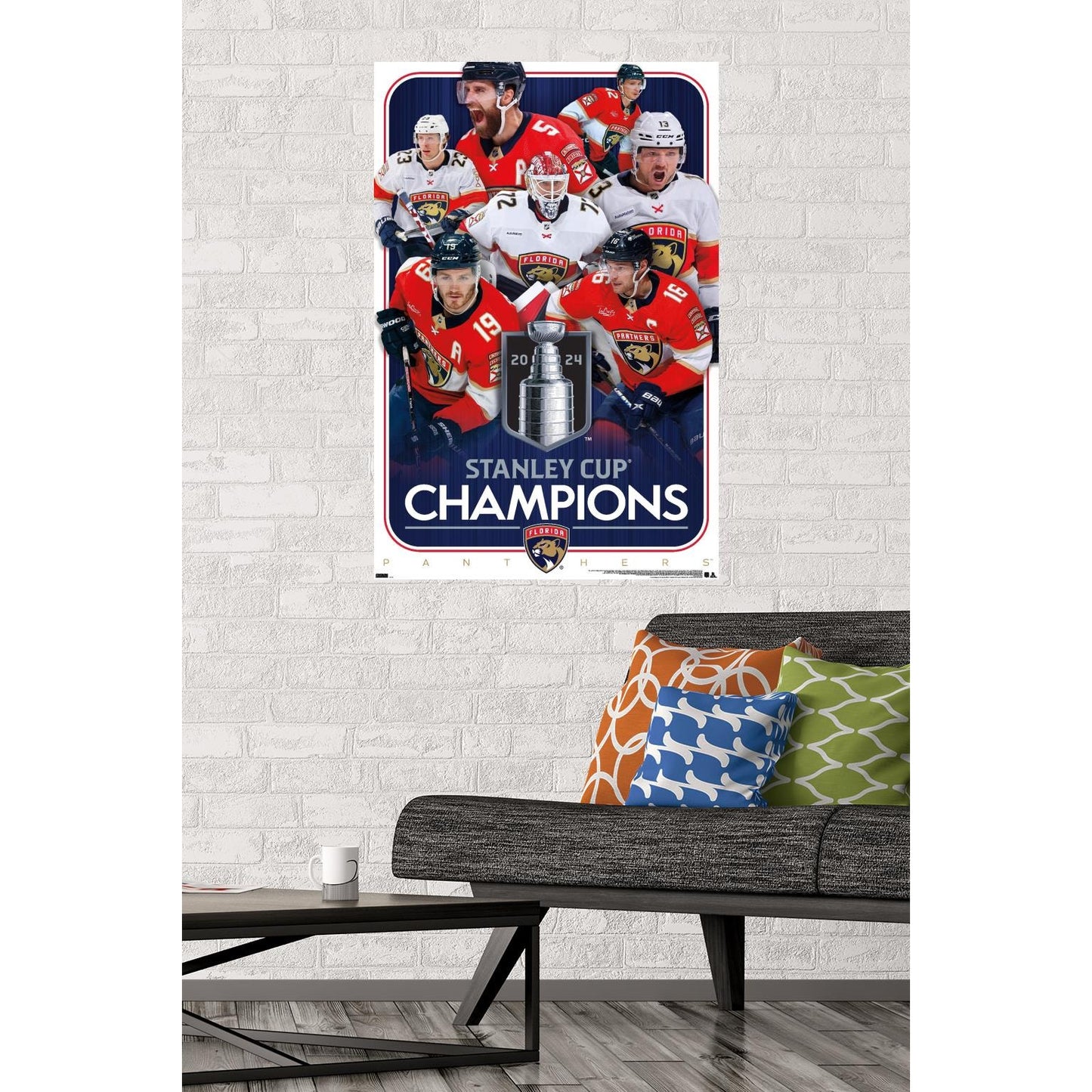 NHL Florida Panthers 2024 Stanley Cup Champions Wall Poster 34L"x 22.4" Unframed