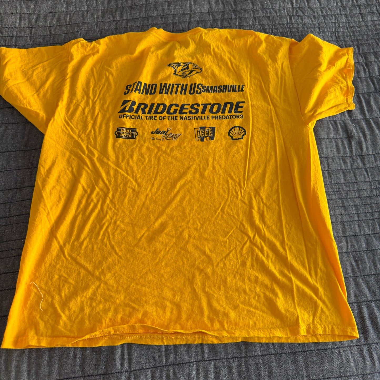 NWOT NHL Nashville Predators Gold Stand with Us Smashville SGA T Shirt Mens XL