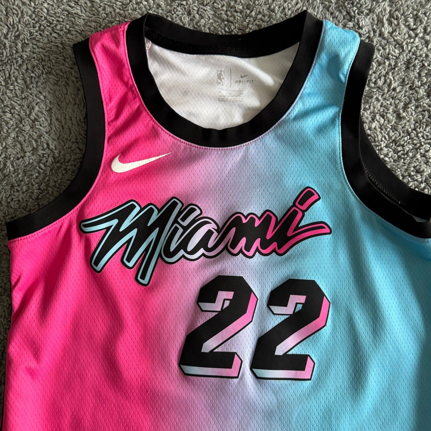 2020 Nike Miami Heat Jimmy Butler City Edition Pink Blue NBA Jersey Size 44 L