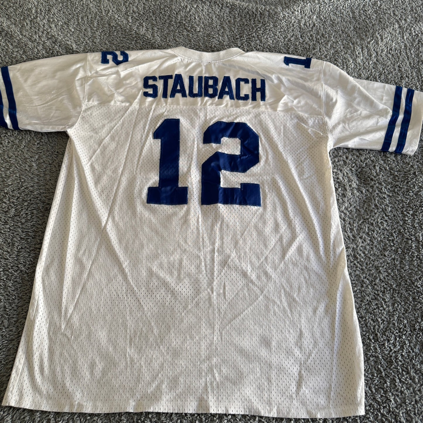 Vintage Roger Staubach NY Sports Dallas Cowboys White Mens #12 White Jersey XXL