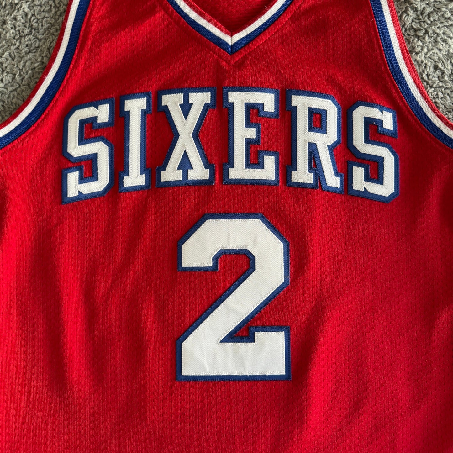 100% Authentic Mitchell & Ness Moses Malone NBA Philadelphia 76ers Jersey 36 S