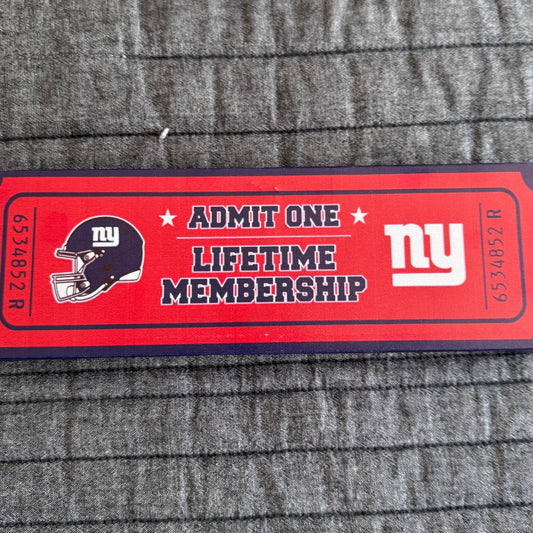 New NFL New York Giants Admit One Lifetime Membership Canvas Decor - 11" x 3.5"