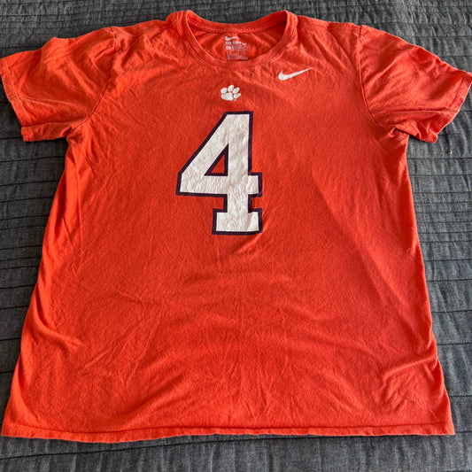Nike Tee Deshaun Watson NCAA Clemson Tigers 2016 Orange Jersey #4 T-Shirt Mens L