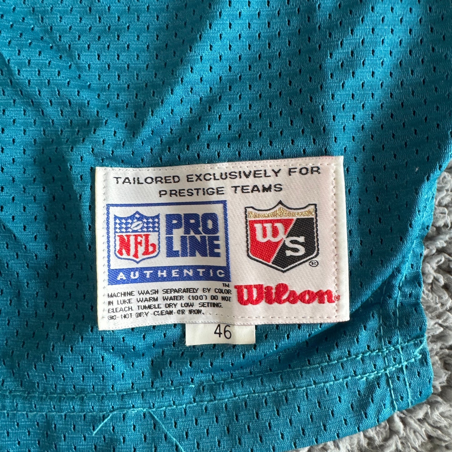 1995 Signed Wilson Steve Beuerlein NFL Jacksonville Jaguars Proline Jersey 46 L