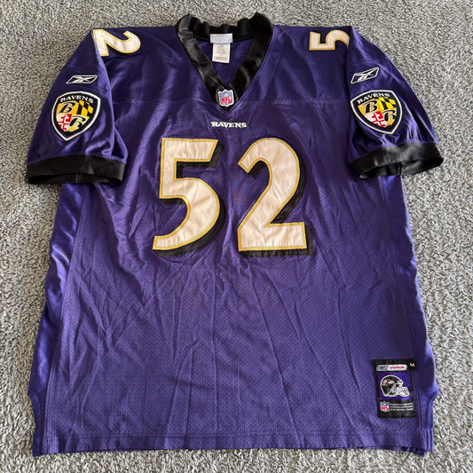 2001 Reebok Ray Lewis NFL Baltimore Ravens Authentic Jersey 54-2X Helmet Tag y2k