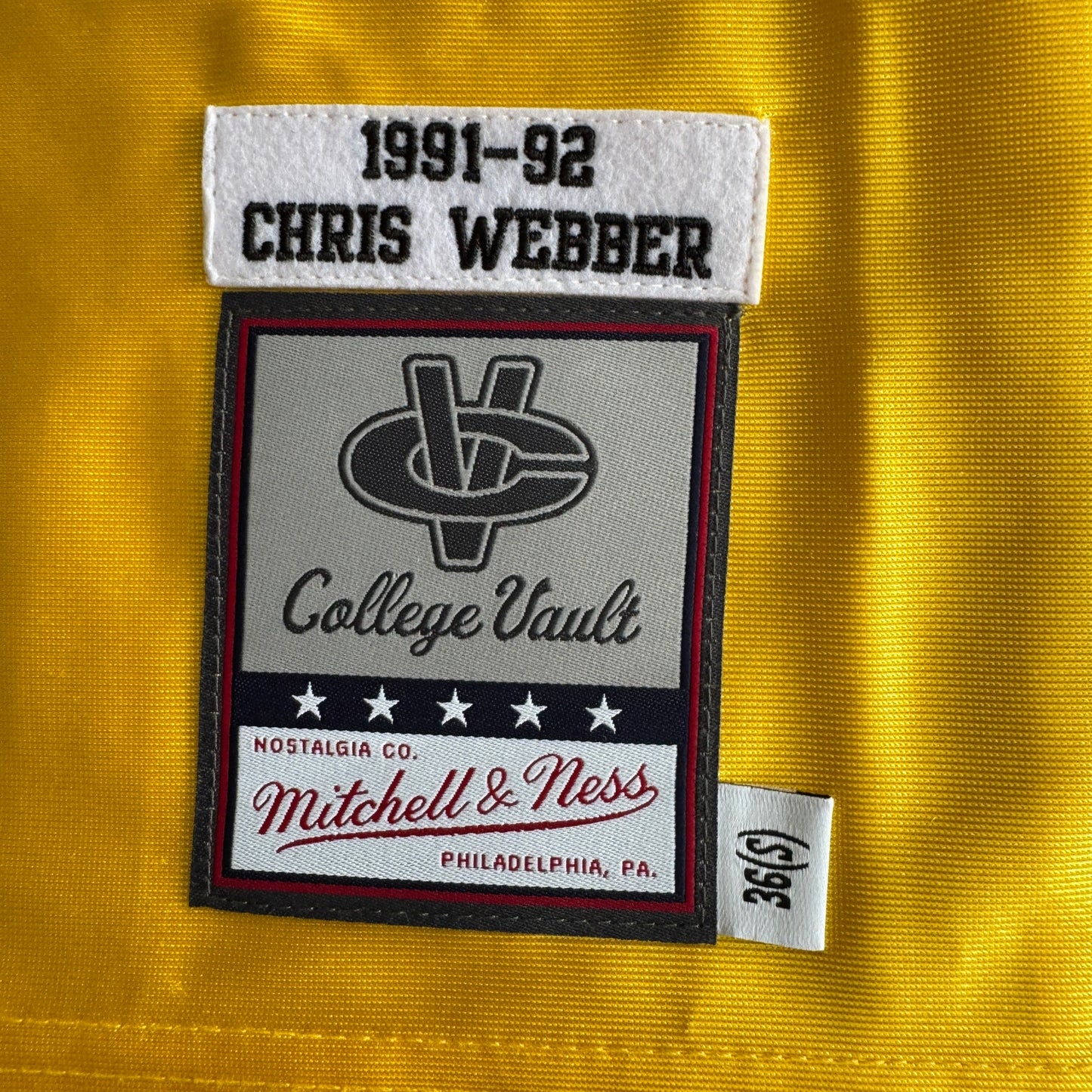 NWT Mitchell & Ness Chris Webber NCAA Michigan Wolverines 91-92 Jersey Mens 36-S