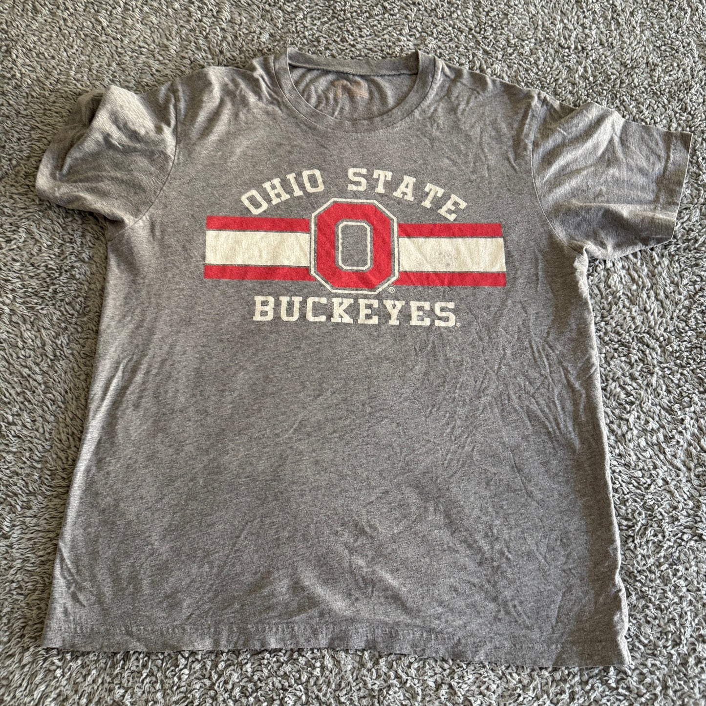 Vintage Varsity NCAA Ohio State Buckeyes College Football Gray Logo Shirt Mens M