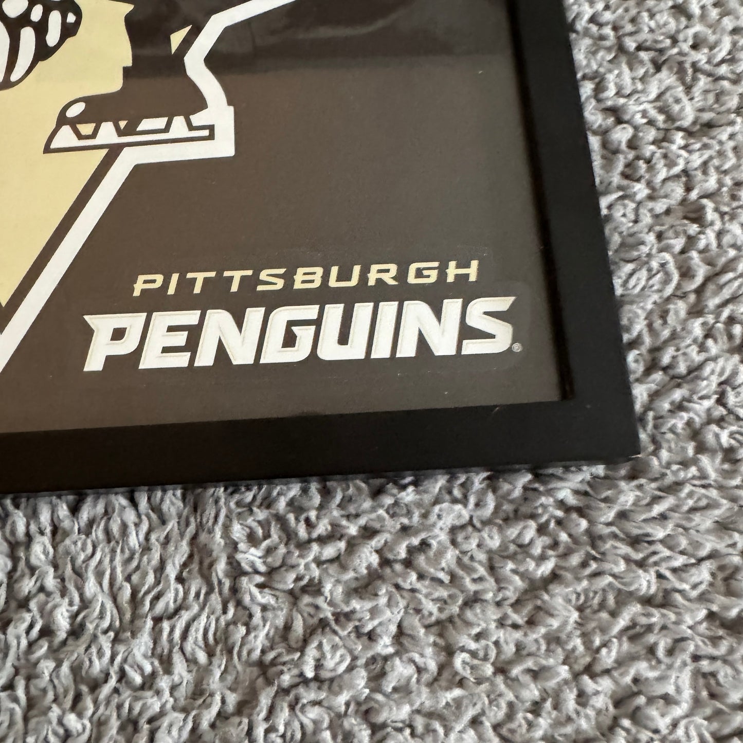 NHL Pittsburgh Penguins Skating Penguin Black Glass Frame Wall Decor 12.5"x12.5"