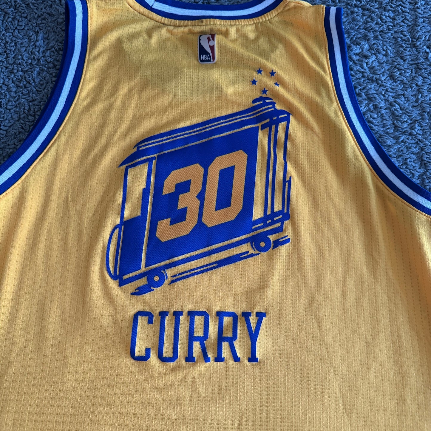 Adidas Steph Curry NBA Golden State Warriors Yellow HWC Nights Jersey Boys XL