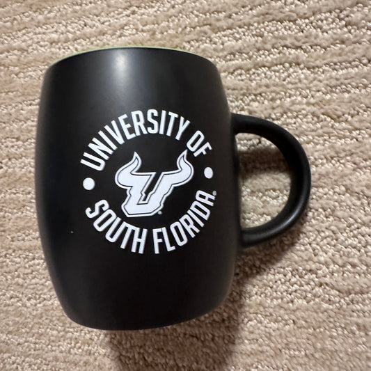 University of South Florida Bulls USF Black Green Logo Coffee Mug- New with tags