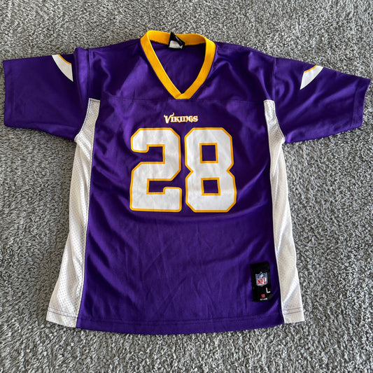 Vintage Adrian Peterson Reebok NFL Minnesota Vikings Purple Youth Large Jersey