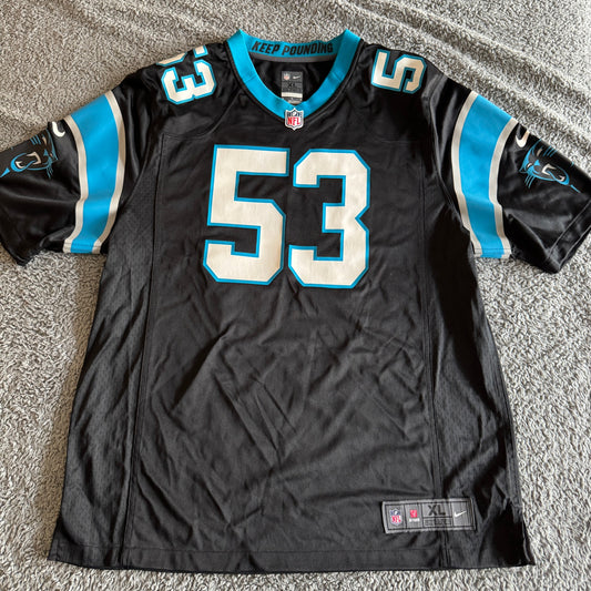 Nike On Field Game NFL Carolina Panthers Brian Burns Black Jersey Men's X-Large