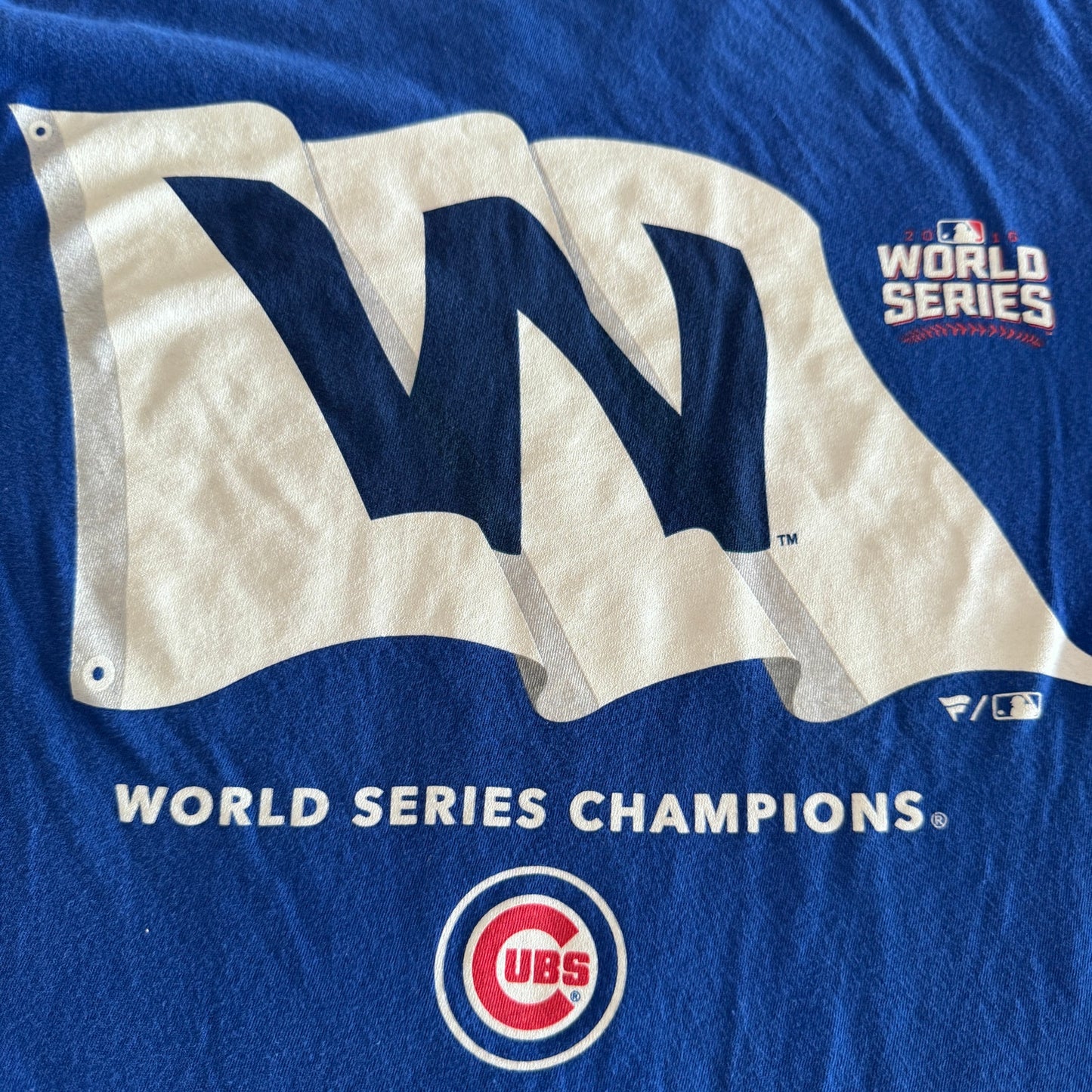 Vintage Fanatics MLB Chicago Cubs Blue 2016 World Series T-Shirt Men's Small