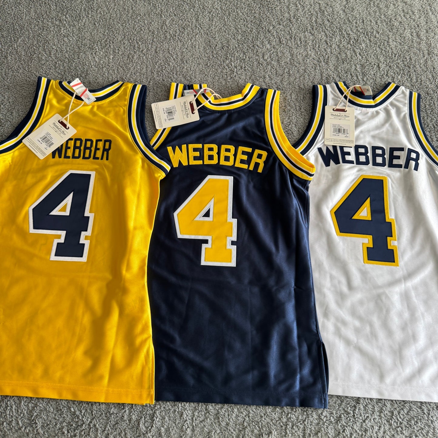 NWT (3) Mitchell & Ness Chris Webber NCAA Michigan Wolverines Jersey Lot Men's S