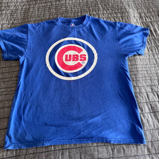 Vintage Majestic MLB Chicago Cubs Blue Logo T Shirt Men's Medium - Like New